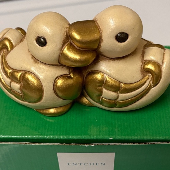 Thun collectors Gold and Cream Lovebird Figurine le papere - Picture 4 of 7